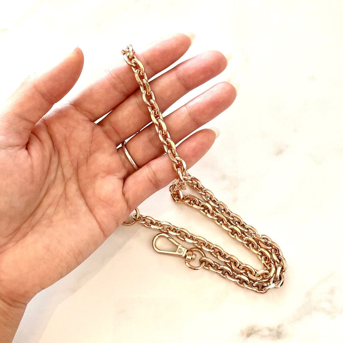 7mm interlock O - ring metal chain LOVEFREYA 35cm Gold Bags Accessories