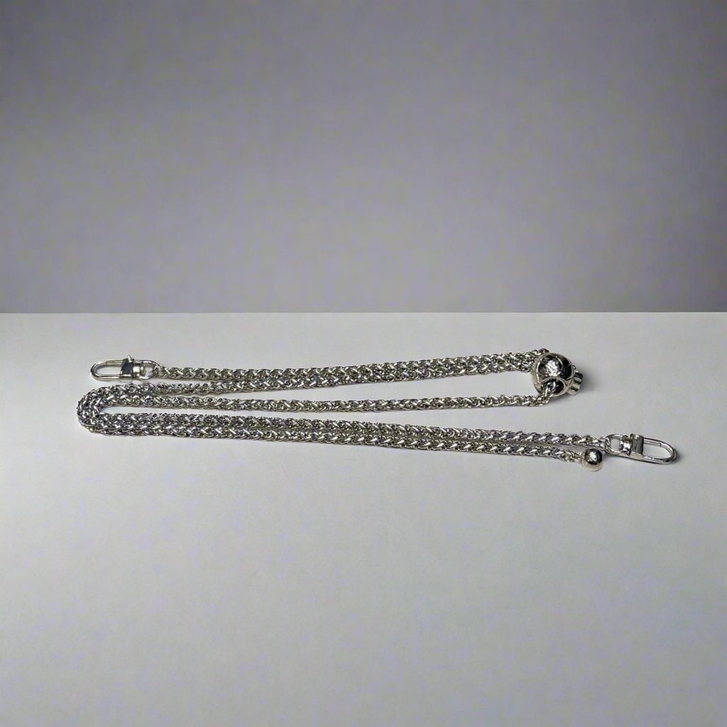 Adjustable 5mm plait weave metal chain LOVEFREYA 120cm Silver Bags Accessories