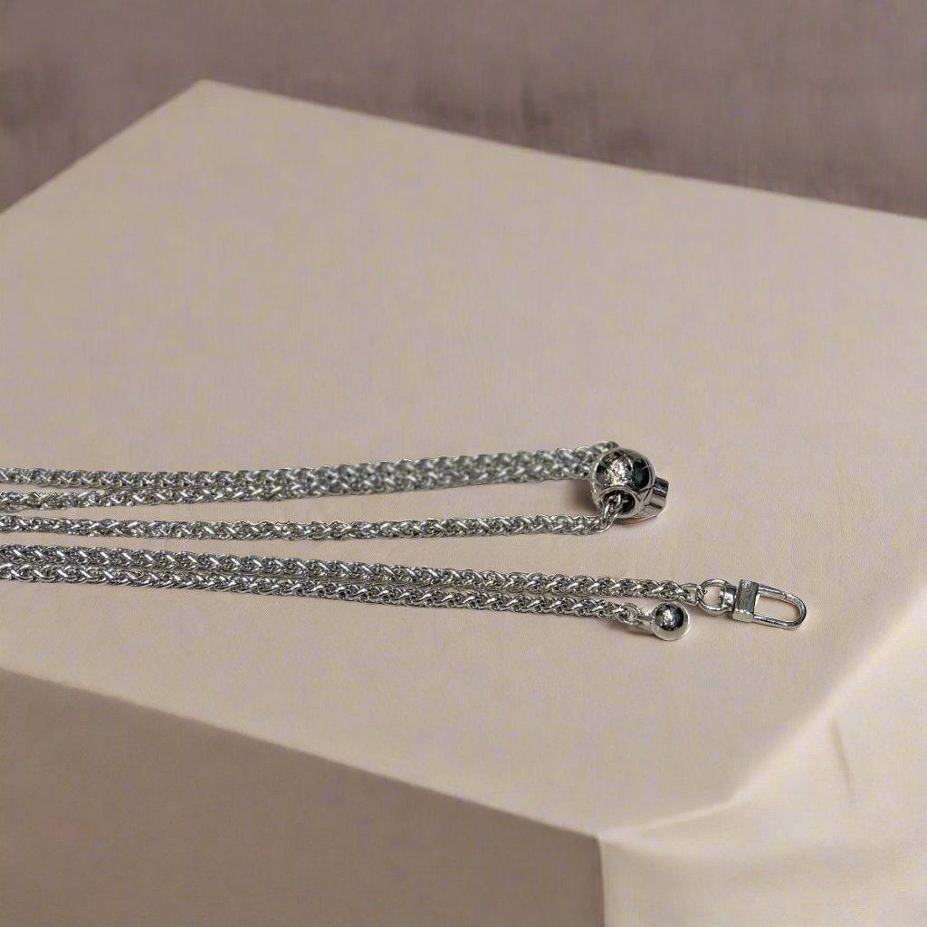 Adjustable 5mm plait weave metal chain LOVEFREYA 120cm Silver Bags Accessories