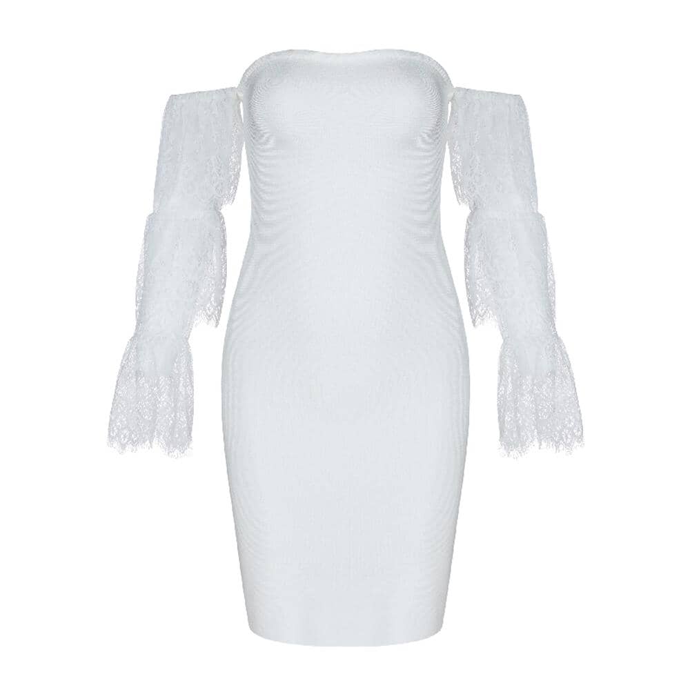 Alba off - shoulder bandage LOVEFREYA XS White colour Dress