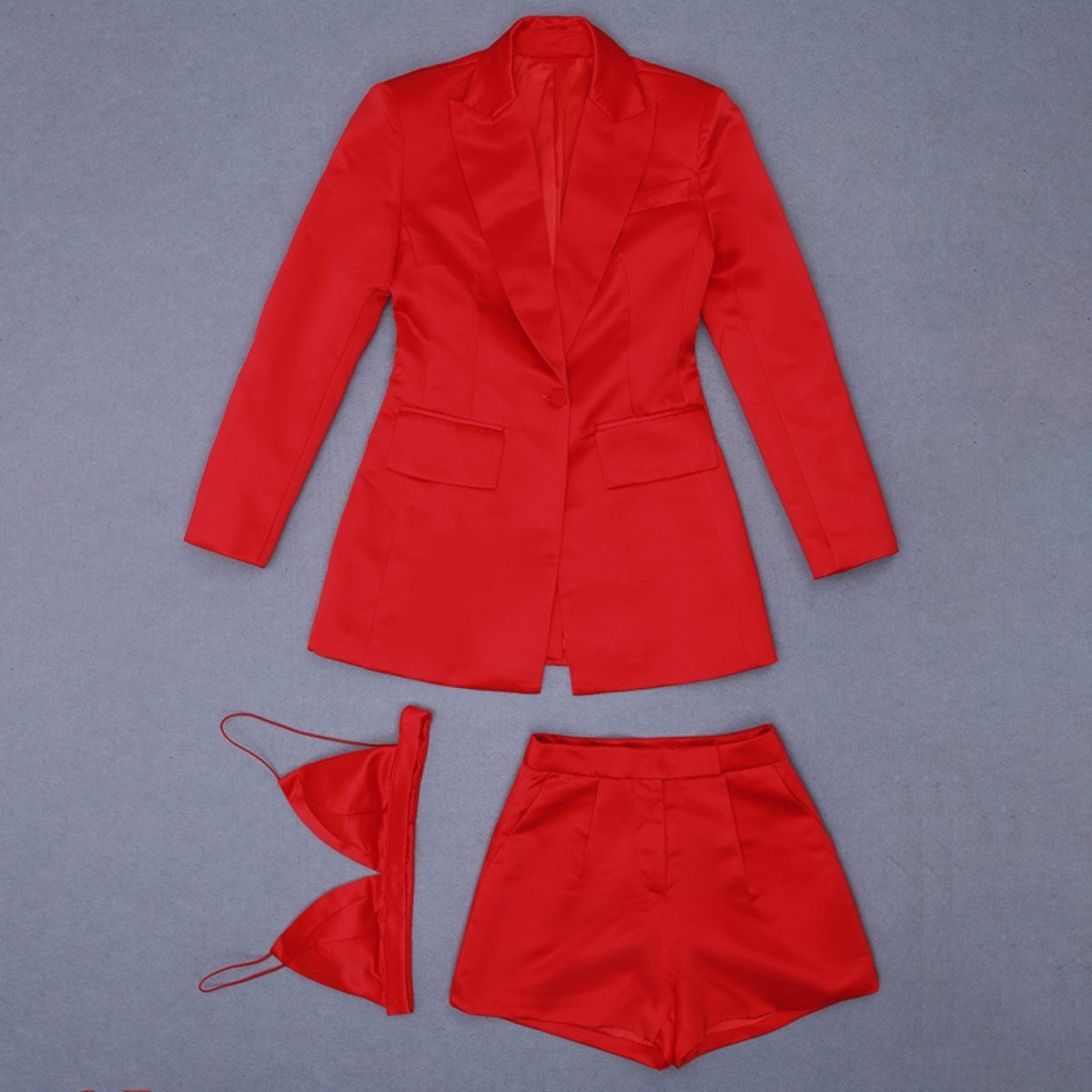 Amaya satin 3 piece suit LOVEFREYA XS Red Suit