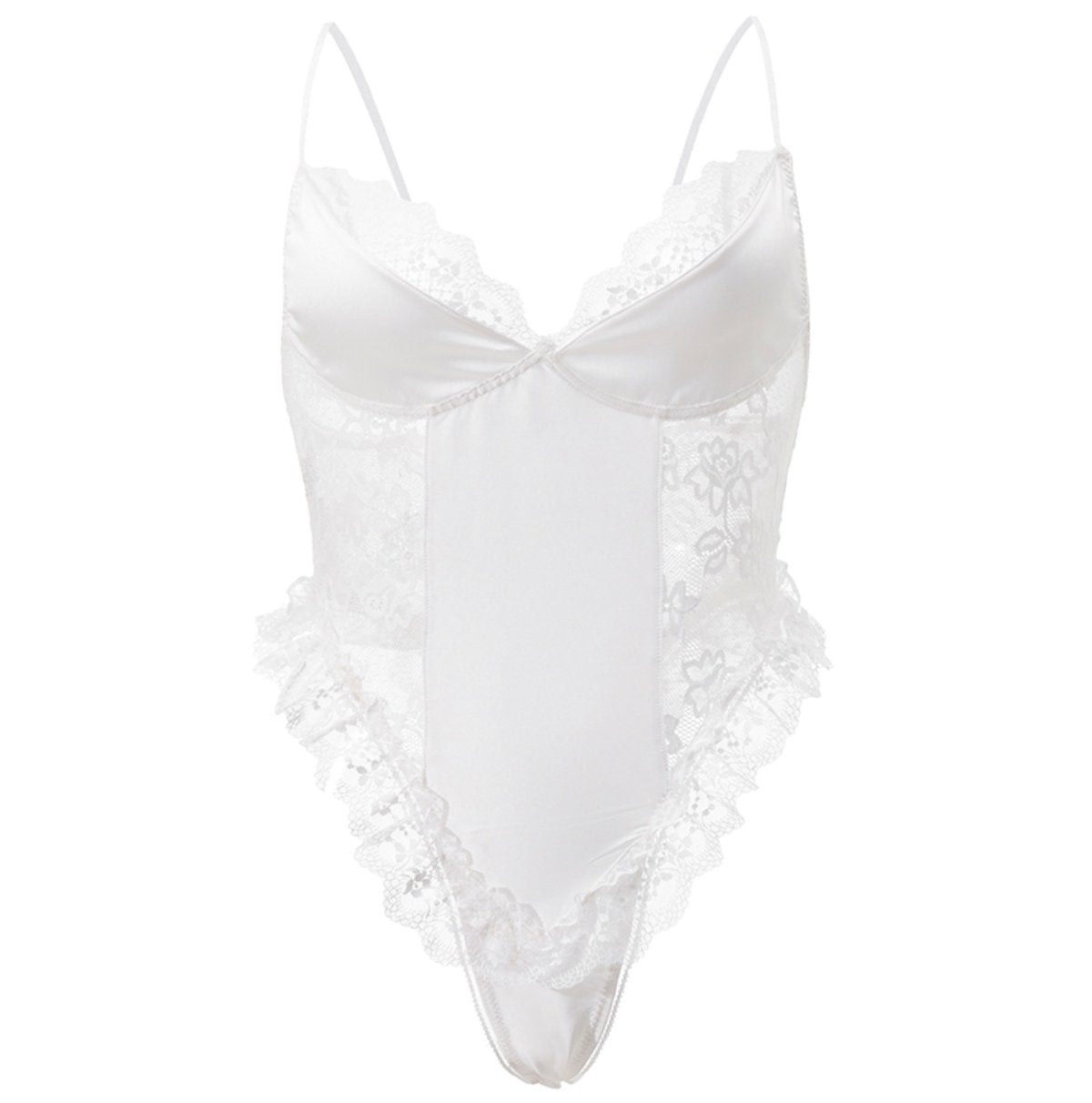 Ana lace and satin teddysuit LOVEFREYA Small White Intimates