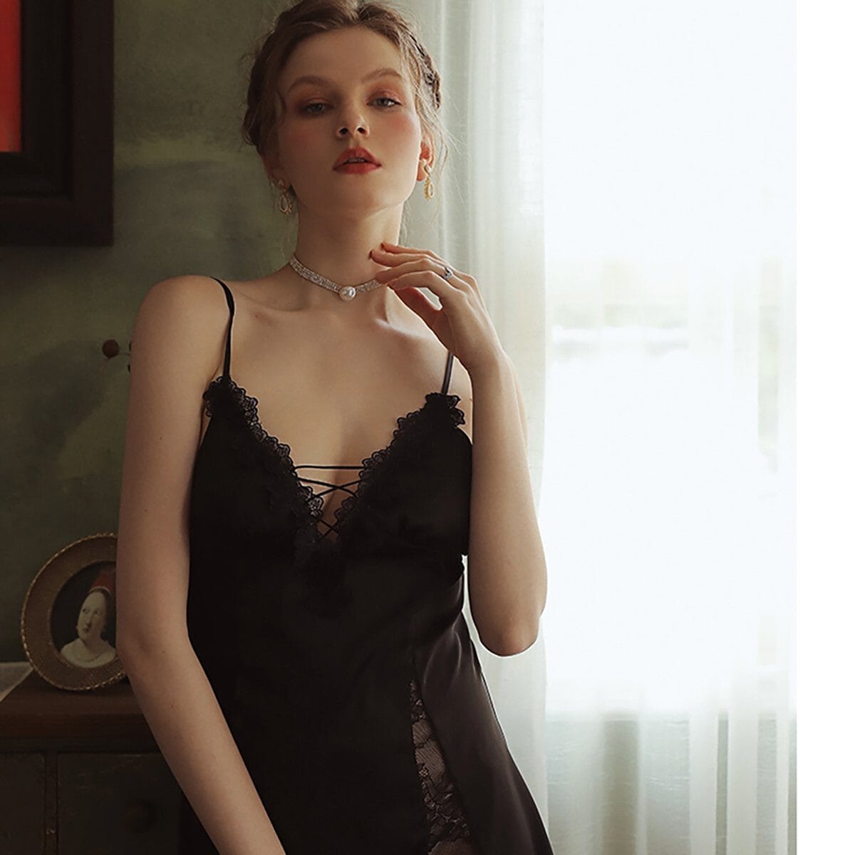 Barette satin slip LOVEFREYA Small Black Intimates