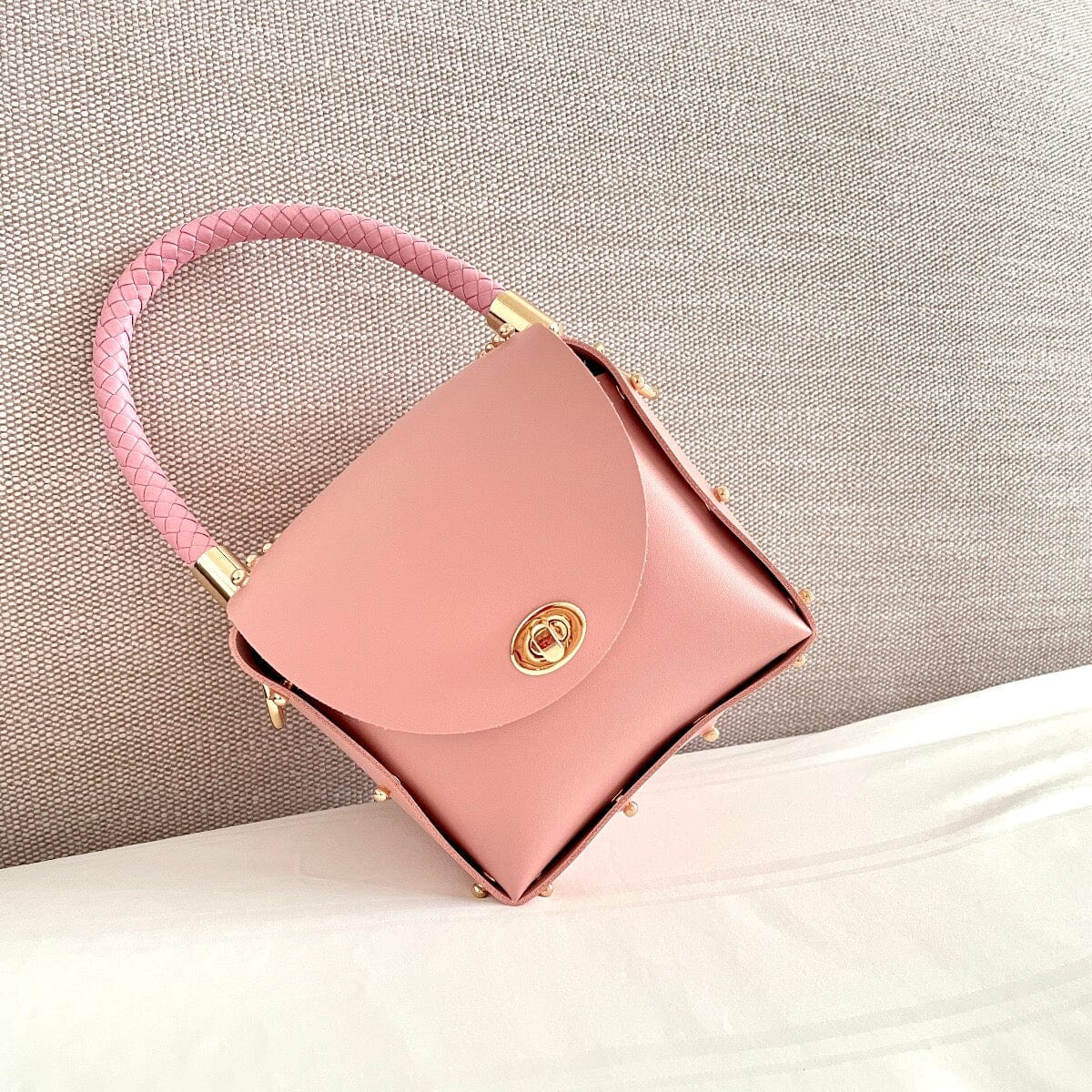 Candy box top handle bag LOVEFREYA L pink Gold Bags