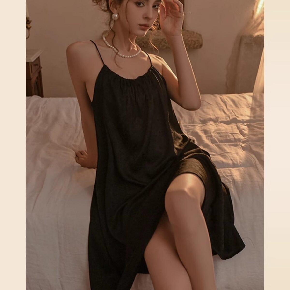 Casey midi satin slip LOVEFREYA Small Black Intimates