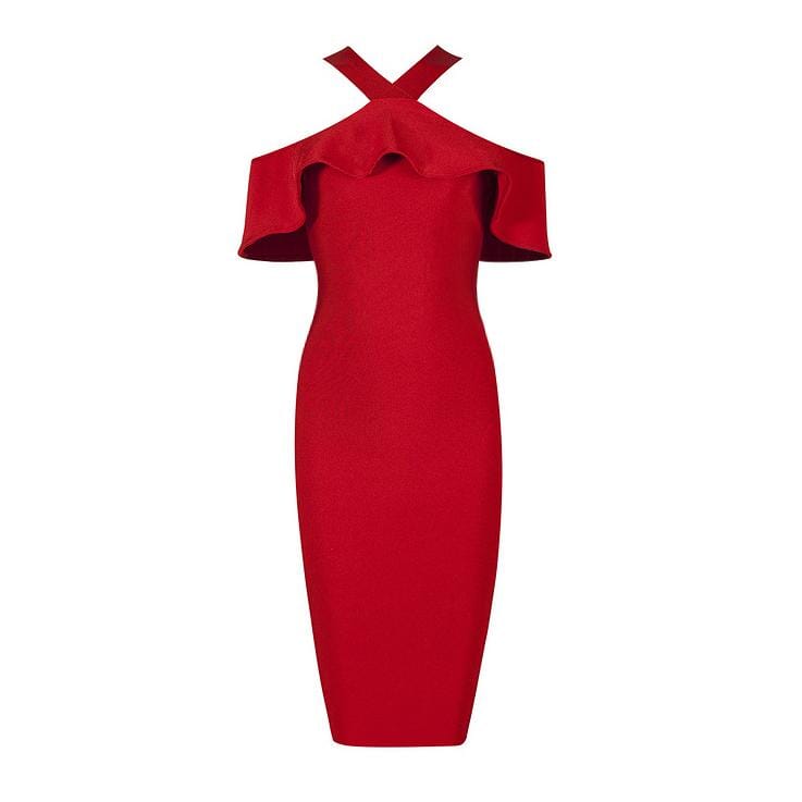 Charlotte off - shoulder bandage LOVEFREYA XS Red colour Dress