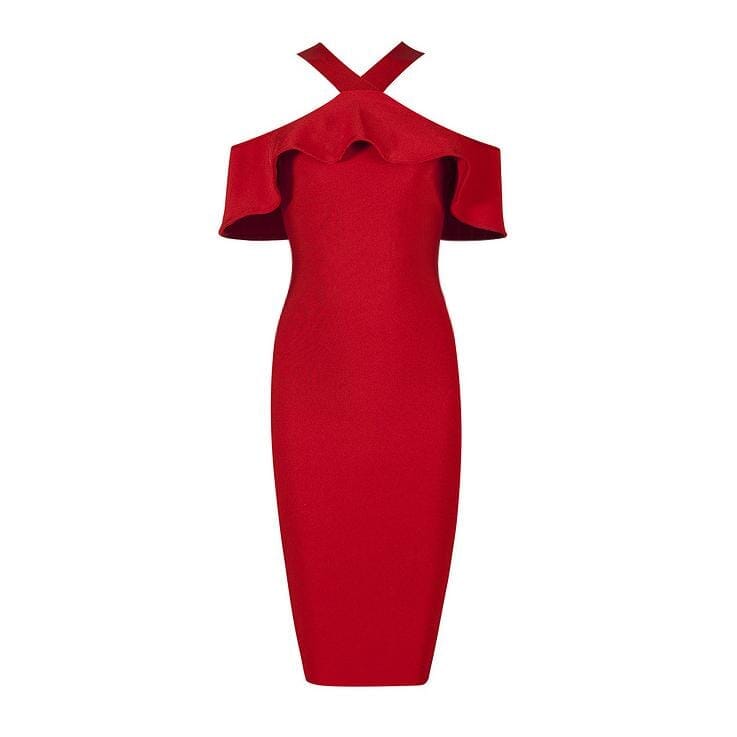 Charlotte off - shoulder bandage LOVEFREYA XS Red Dress