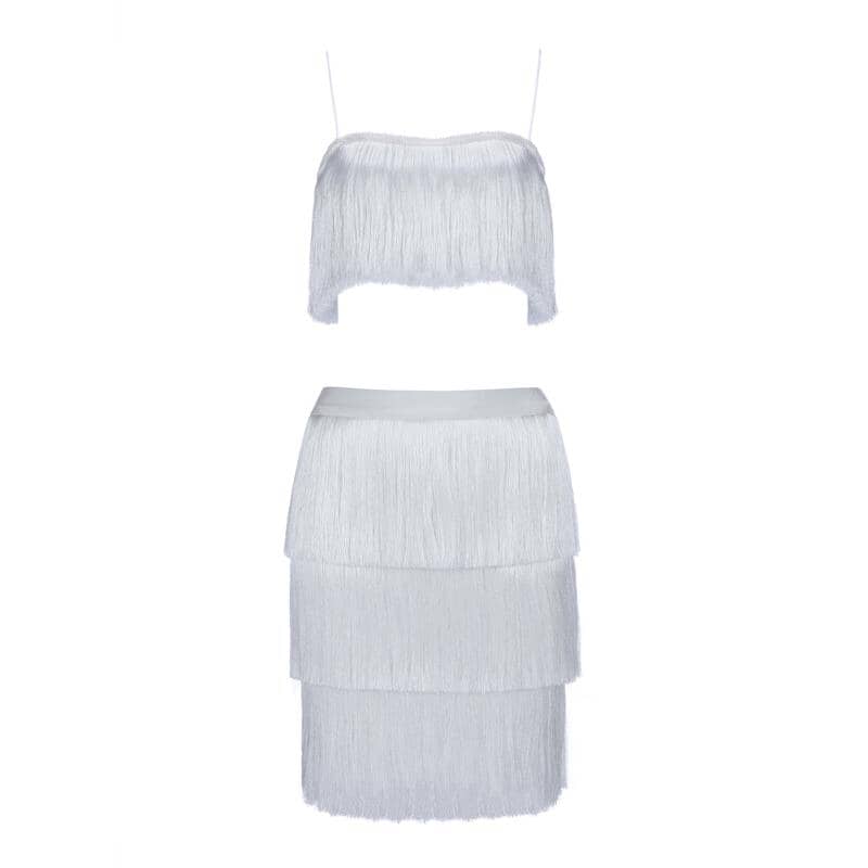 Cheeky fringe bandage dress LOVEFREYA XS White colour Dress