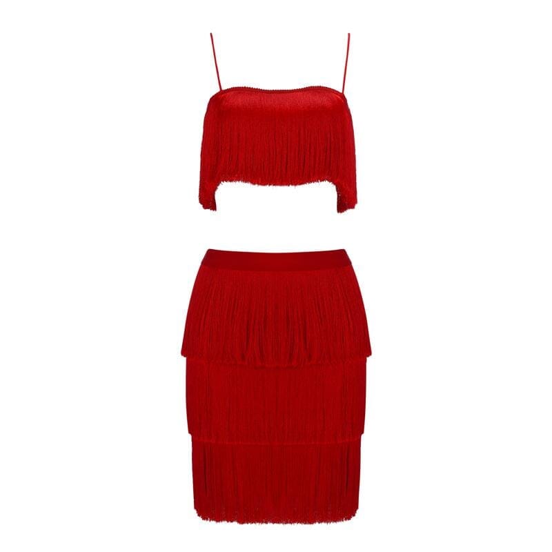 Cheeky fringe bandage dress LOVEFREYA XS Red Dress