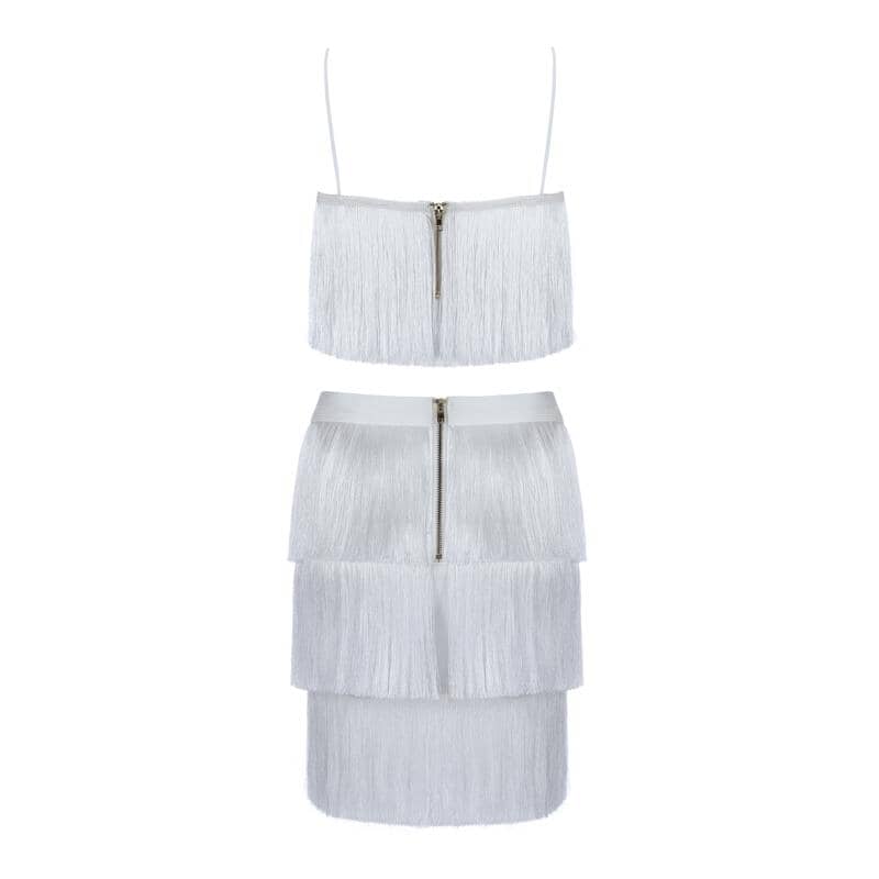 Cheeky fringe bandage dress LOVEFREYA XS White colour Dress