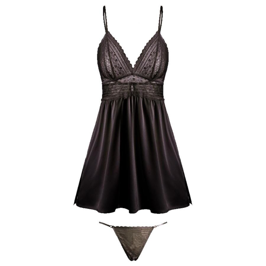 Cherelle satin babydoll set LOVEFREYA Small Black colour Intimates