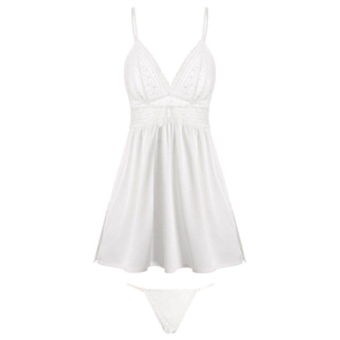 Cherelle satin babydoll set LOVEFREYA Small White colour Intimates