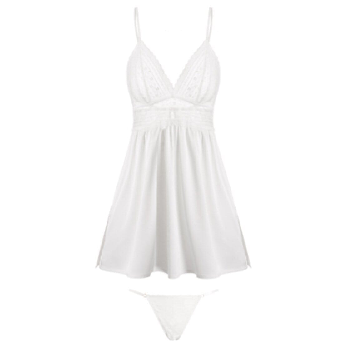 Cherelle satin babydoll set LOVEFREYA Small White Intimates