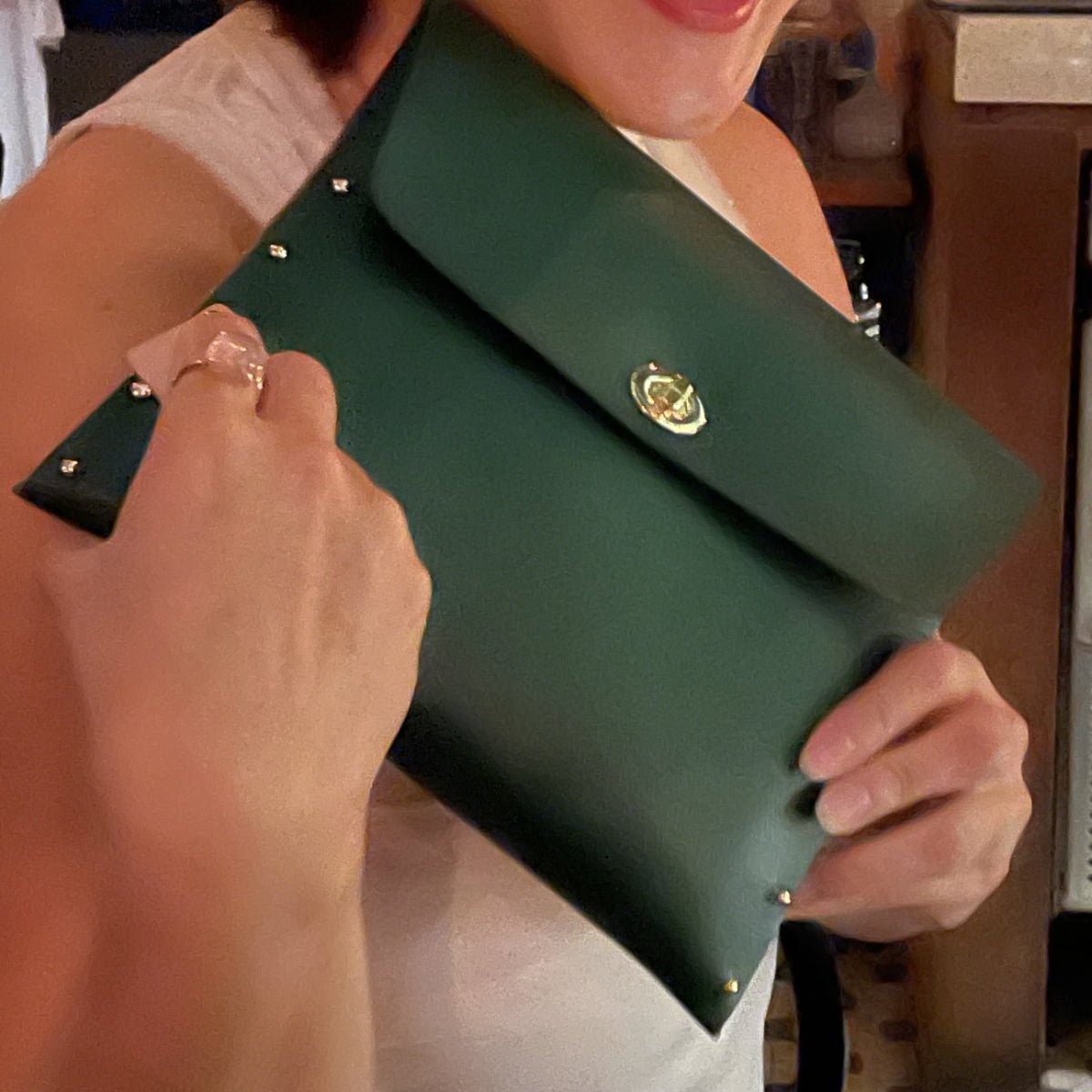 Clutch Carlina LOVEFREYA Emerald green Gold Bags