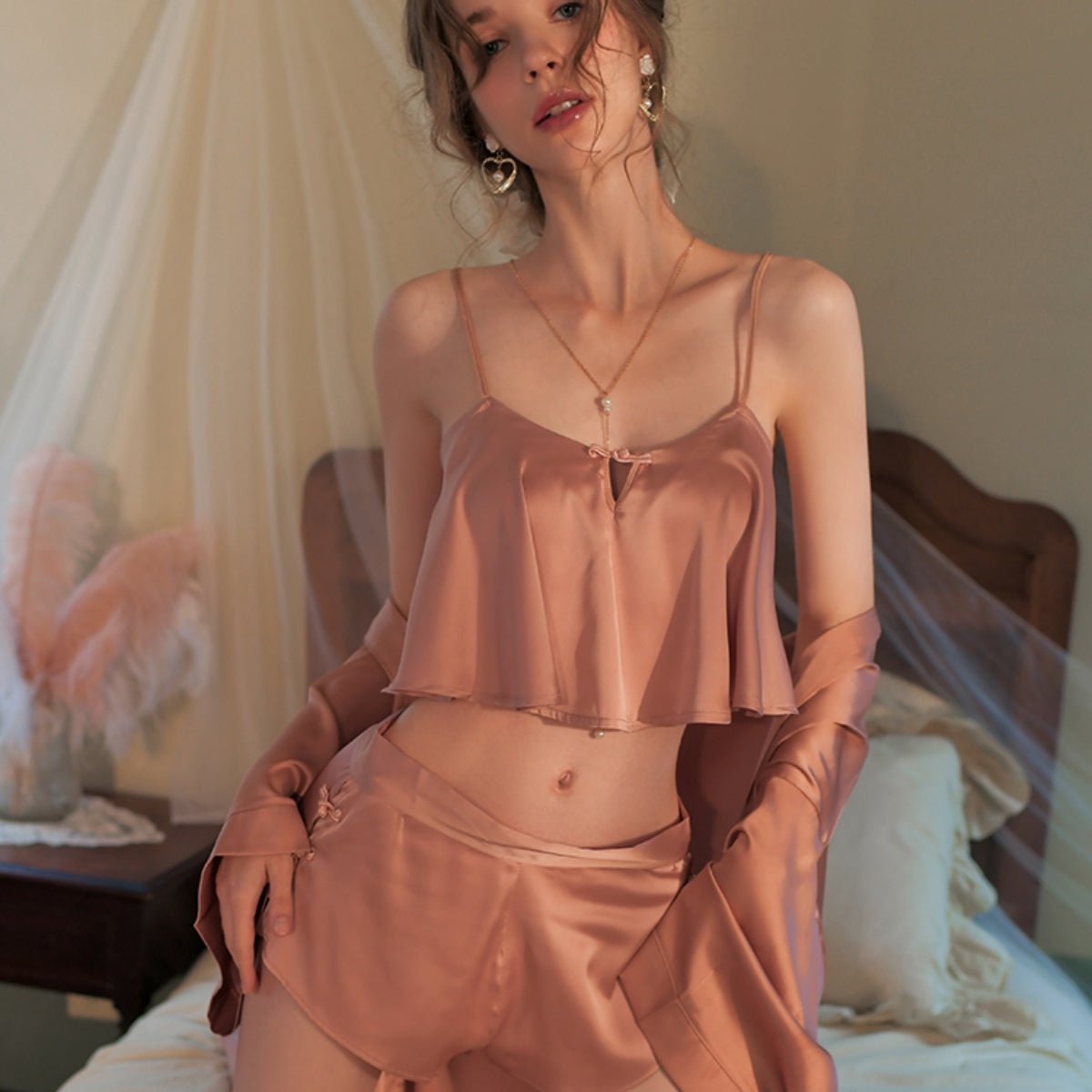 Cory satin cami set LOVEFREYA Small Pink Intimates