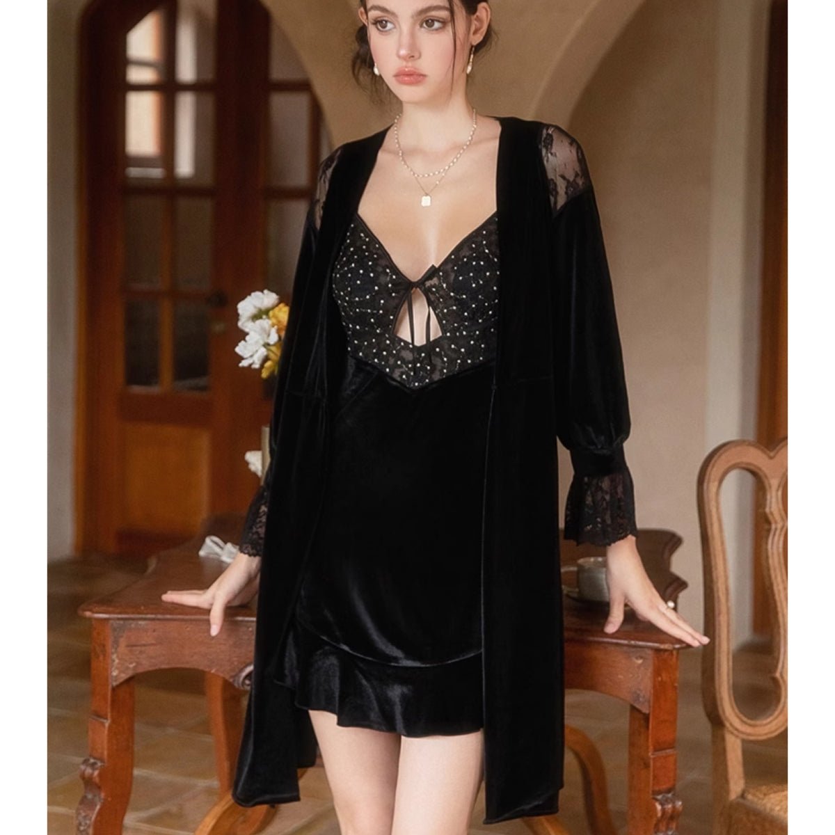 Emer velvet robe LOVEFREYA Free size Black Intimates