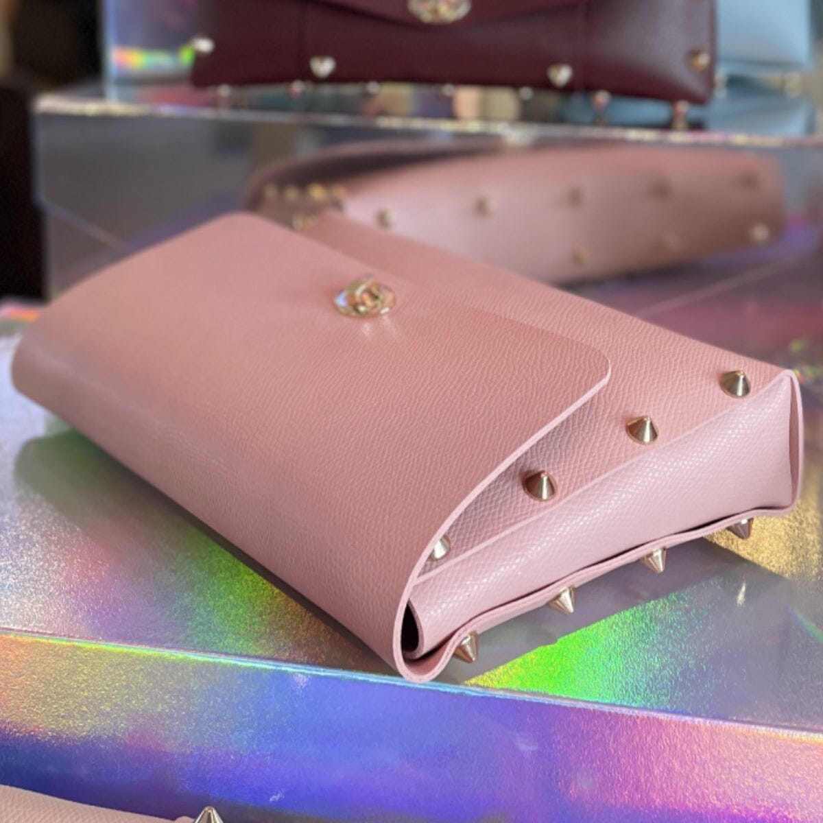 Frann studded crossbody bag LOVEFREYA L pink Gold Bags