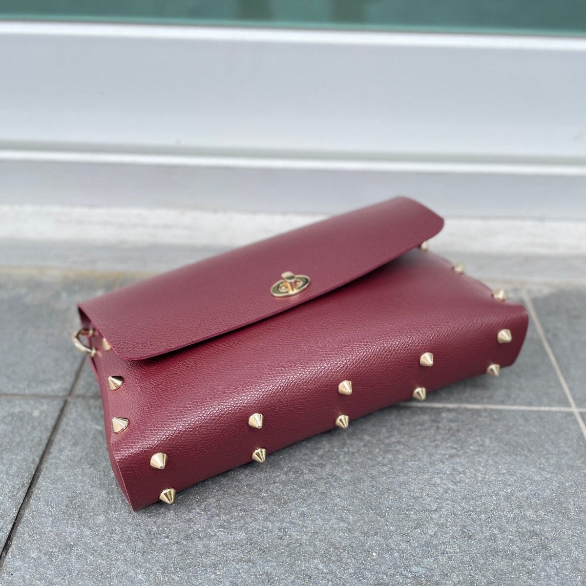 Frann studded crossbody bag LOVEFREYA Wine Gold Bags