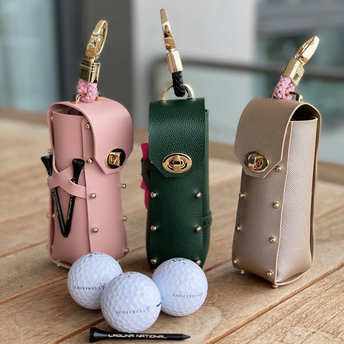 Golf ball Holder LOVEFREYA Emerald green Gold Bags