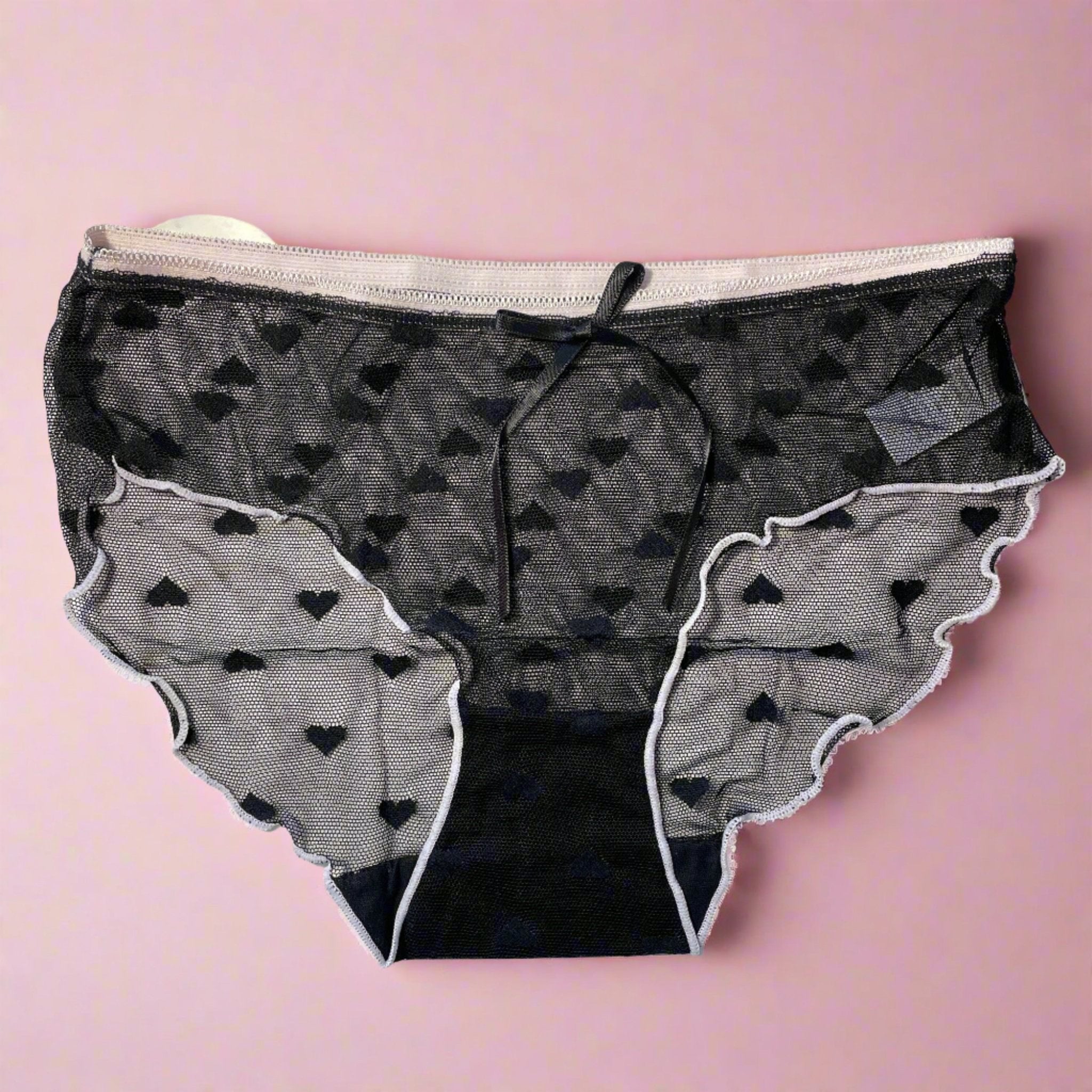 Hearts brief panty LOVEFREYA Large Black Accessories