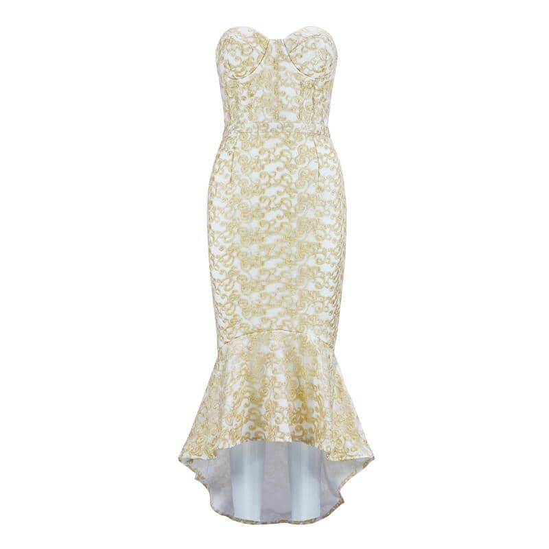 Heidi fishtail tube bandage LOVEFREYA XS Gold colour Dress