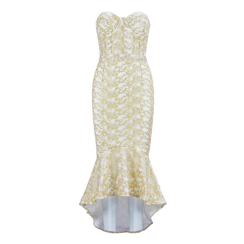 Heidi fishtail tube bandage LOVEFREYA XS Gold Dress