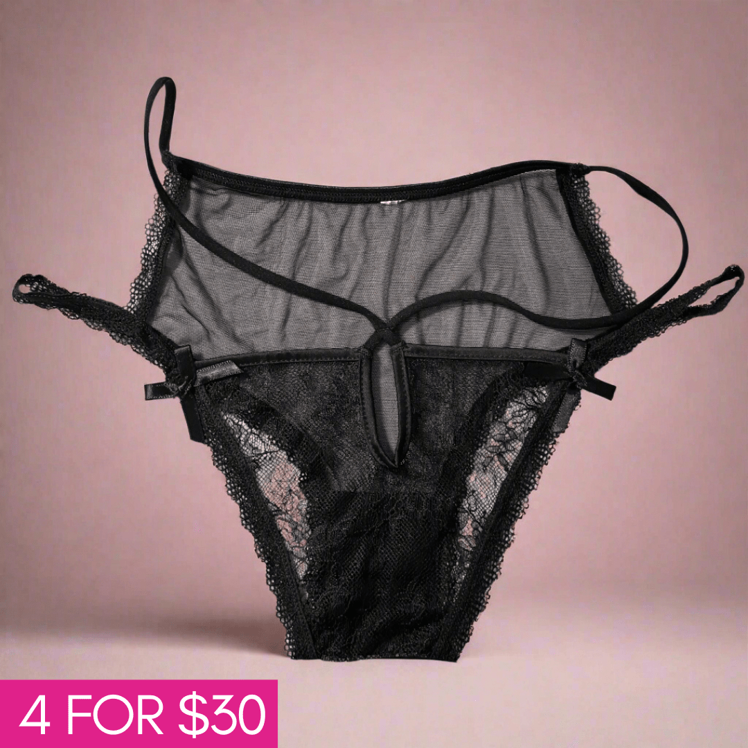 Lacey Panty LOVEFREYA Black side ribbons [M] Accessories