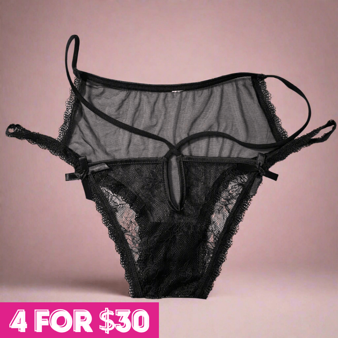 Lacey Panty LOVEFREYA Black side ribbons [M] Accessories