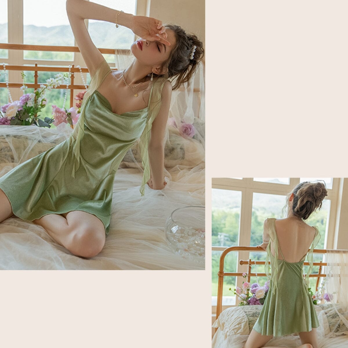 Lania velvet slip LOVEFREYA Small Green tea Intimates