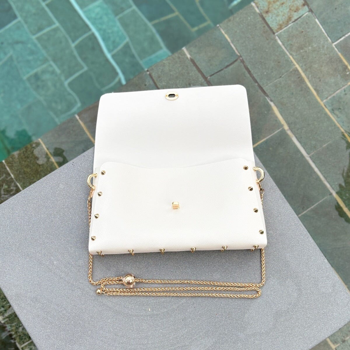 Large Frann studded crossbody bag LOVEFREYA White Gold Bags