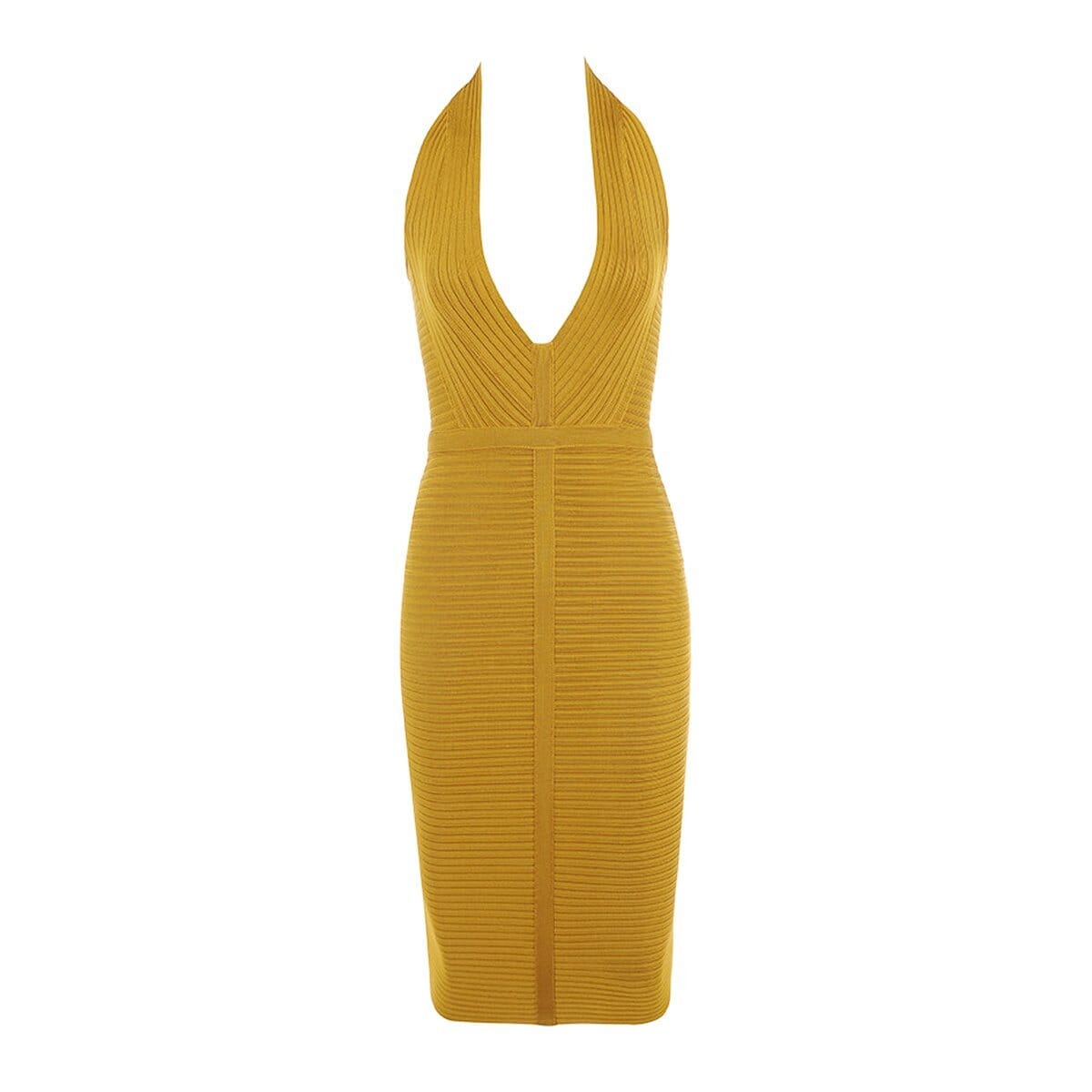 Lenny halter bandage LOVEFREYA XS Mustard colour Dress