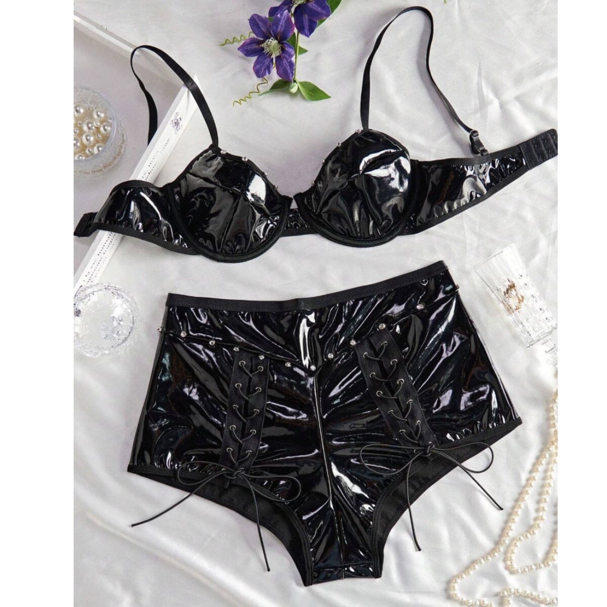 Lexi PU leather lingerie set LOVEFREYA Small Black Intimates