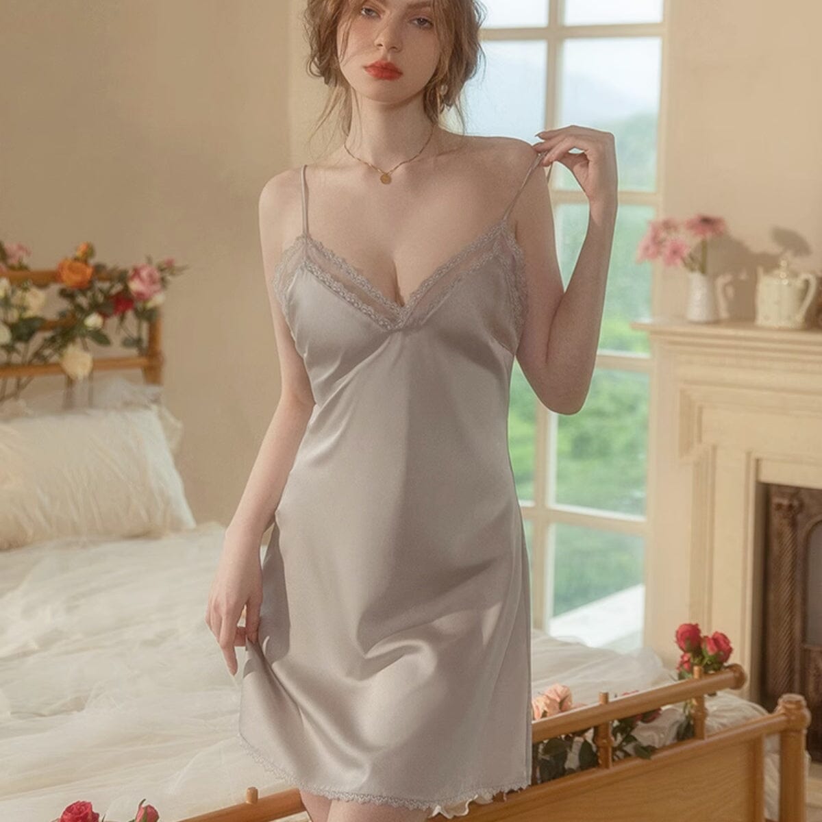 Louie satin slip LOVEFREYA Small L grey Intimates