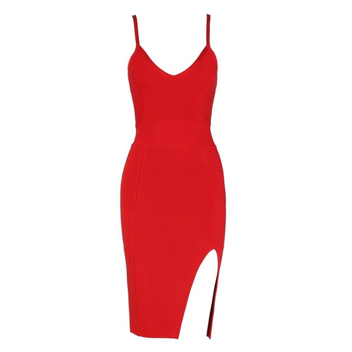 Louise side slit bandage dress LOVEFREYA S Red colour Dress