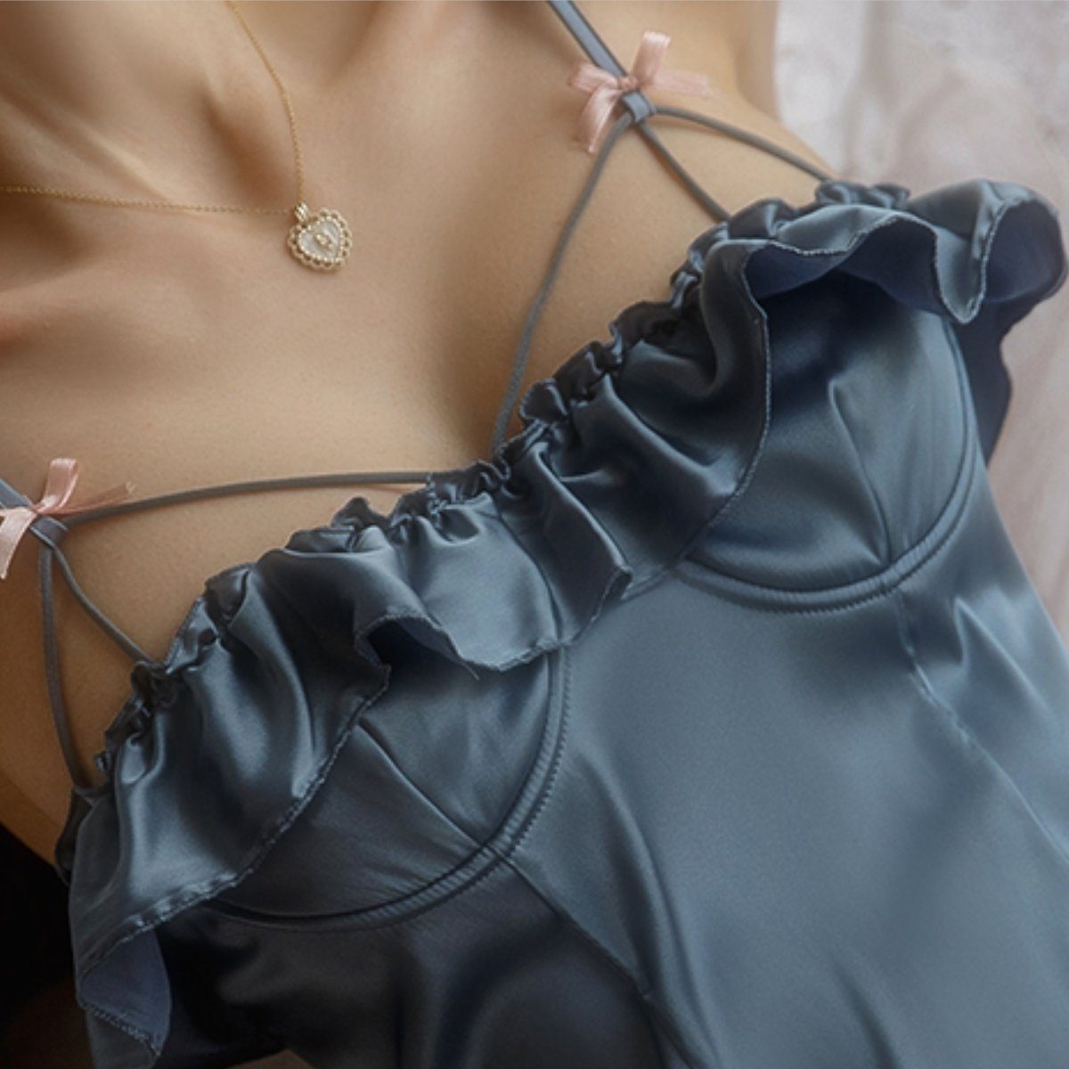 Lysha satin slip LOVEFREYA Small Blue Intimates