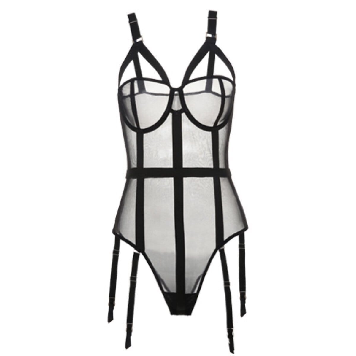 Martha mesh teddysuit LOVEFREYA Small Black Intimates