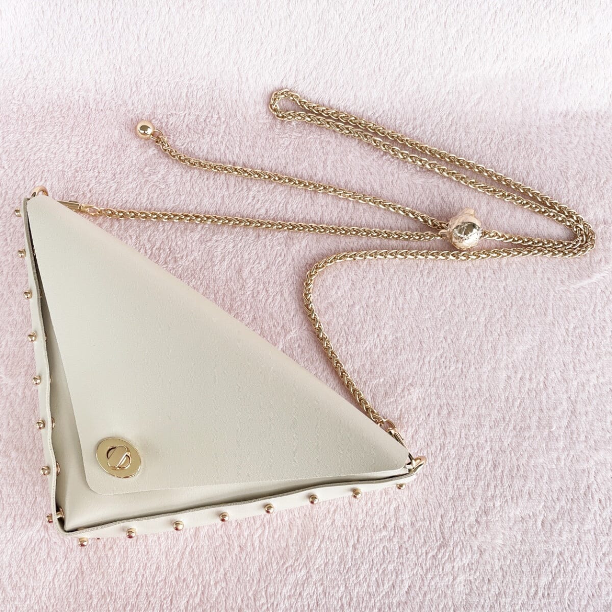 Medium triangle crossbody bag LOVEFREYA Cream white Gold Bags