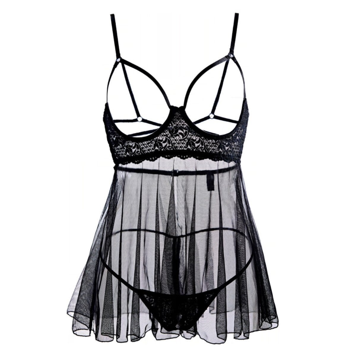 Naughty little mesh babydoll set LOVEFREYA Free size Black colour Intimates