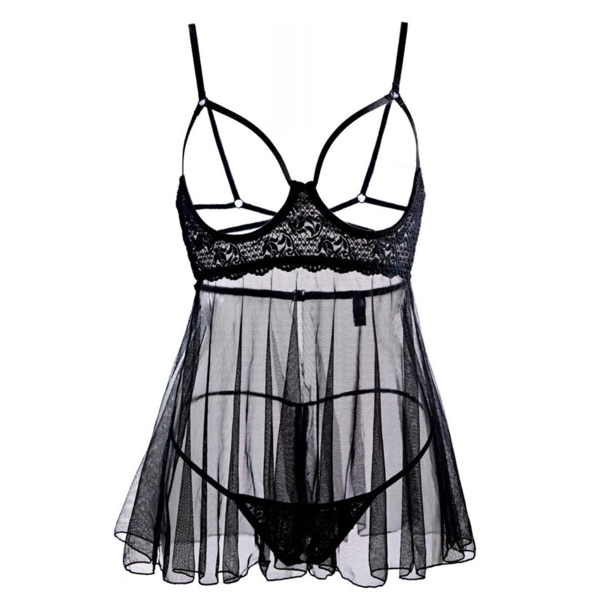 Naughty little mesh babydoll set LOVEFREYA Free size Black Intimates