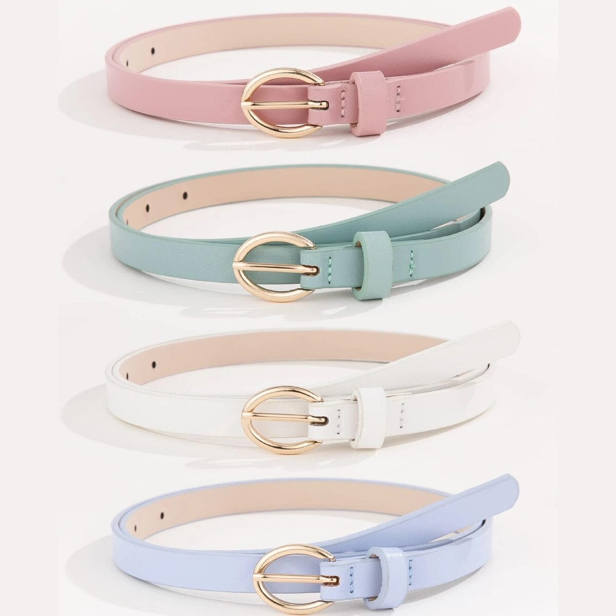 Pastel Oval buckle belt LOVEFREYA 70 - S L pink Bags Accessories