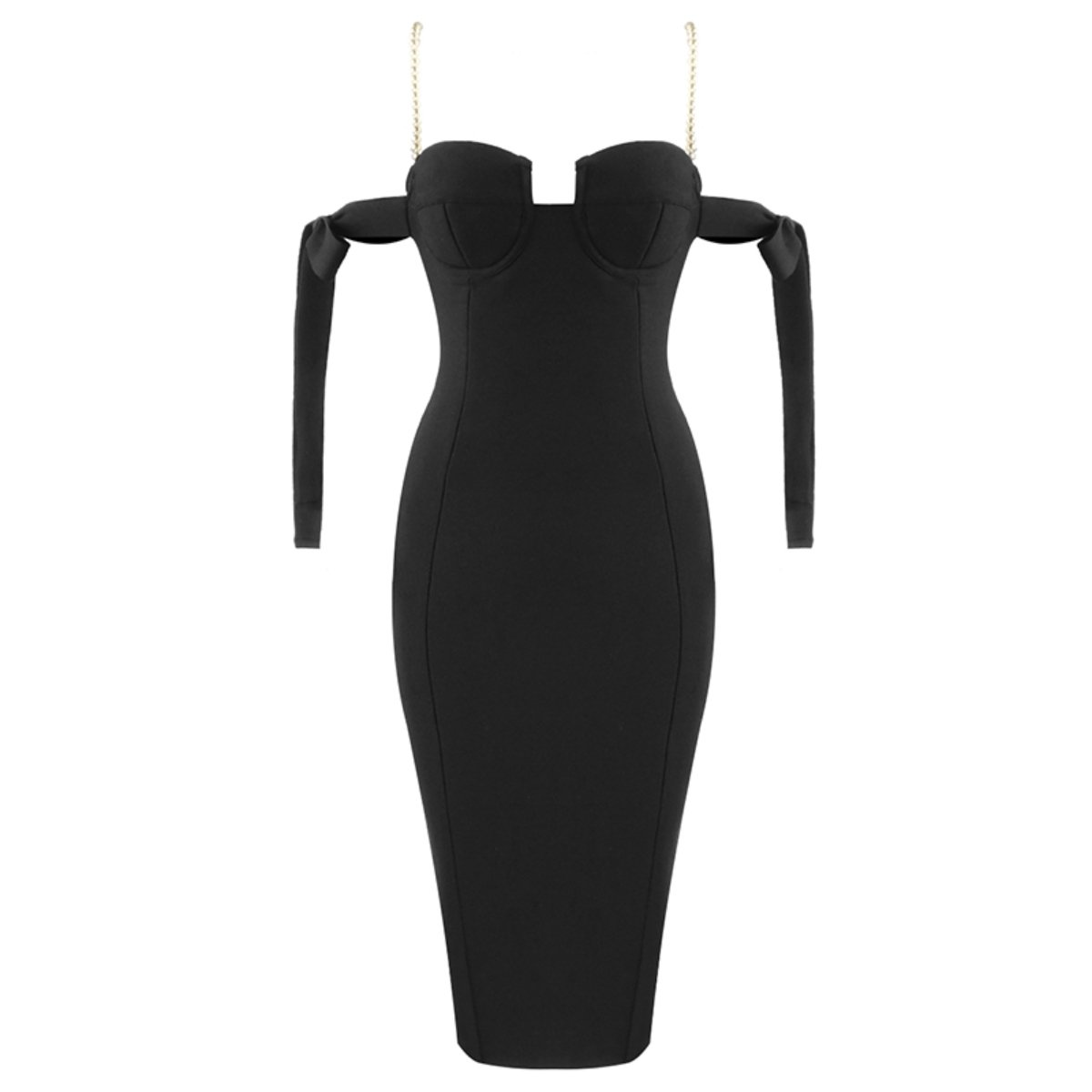 Pearls off - shoulder bandage LOVEFREYA XS Black Dress