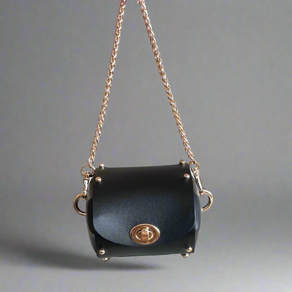 Petite bucket handcarry bag and golf ball waist pouch LOVEFREYA Black Gold Bags