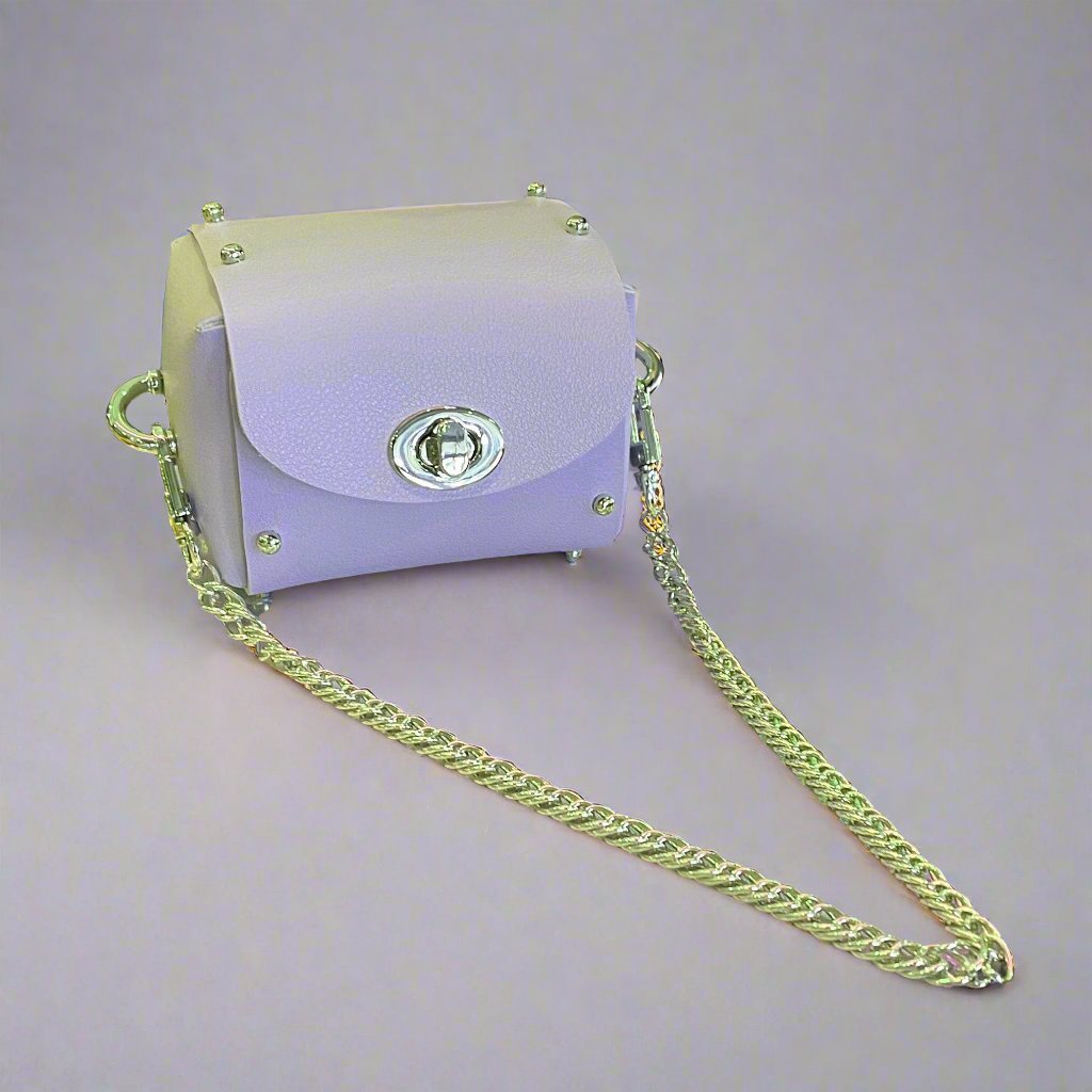 Petite bucket handcarry bag and golf ball waist pouch LOVEFREYA Yam purple Silver Bags