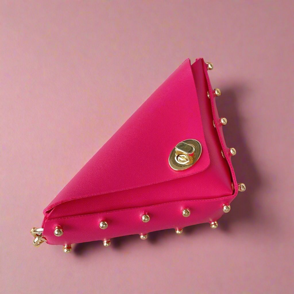 Petite triangle handcarry bag LOVEFREYA Hot pink Gold Bags