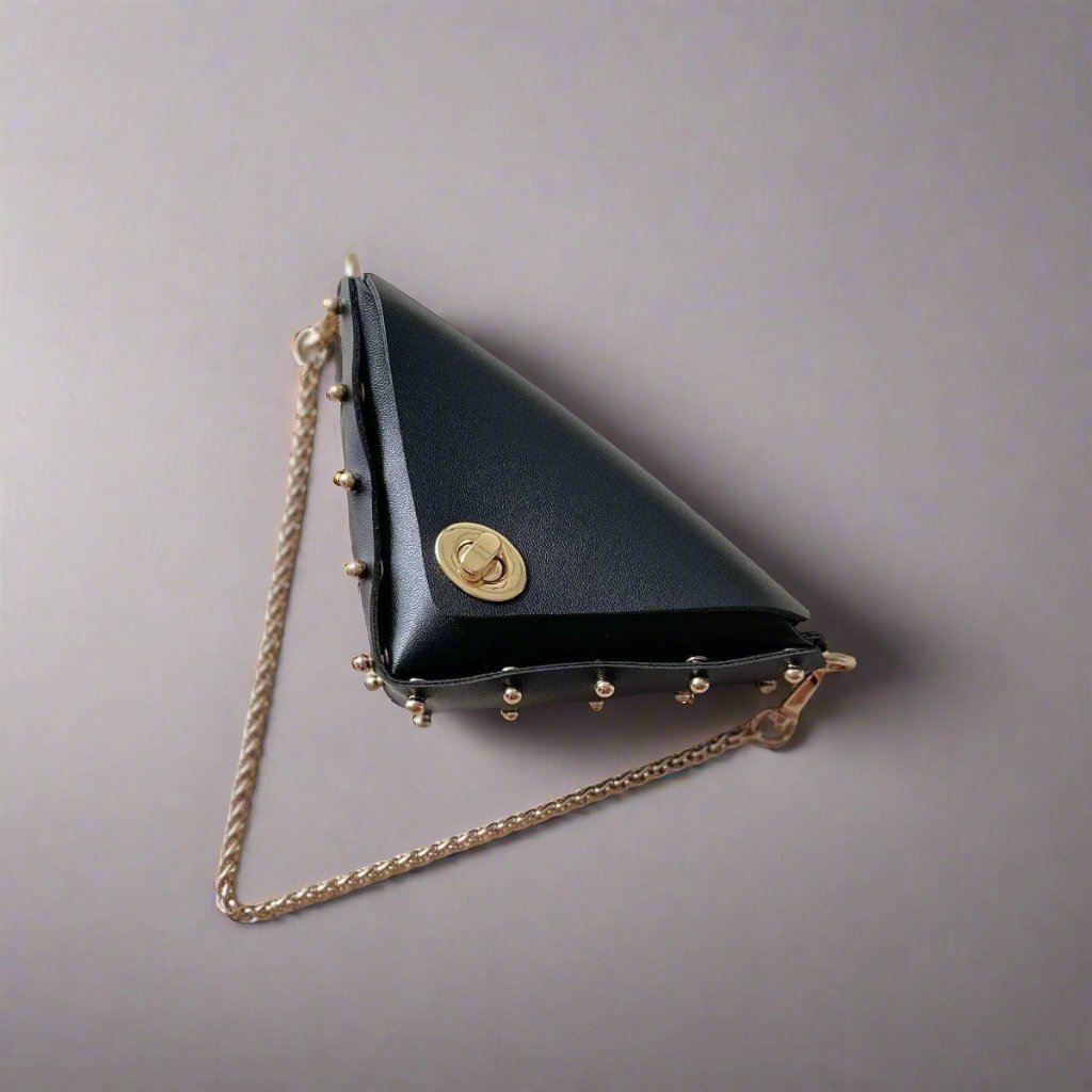 Petite triangle handcarry bag LOVEFREYA Black Gold Bags