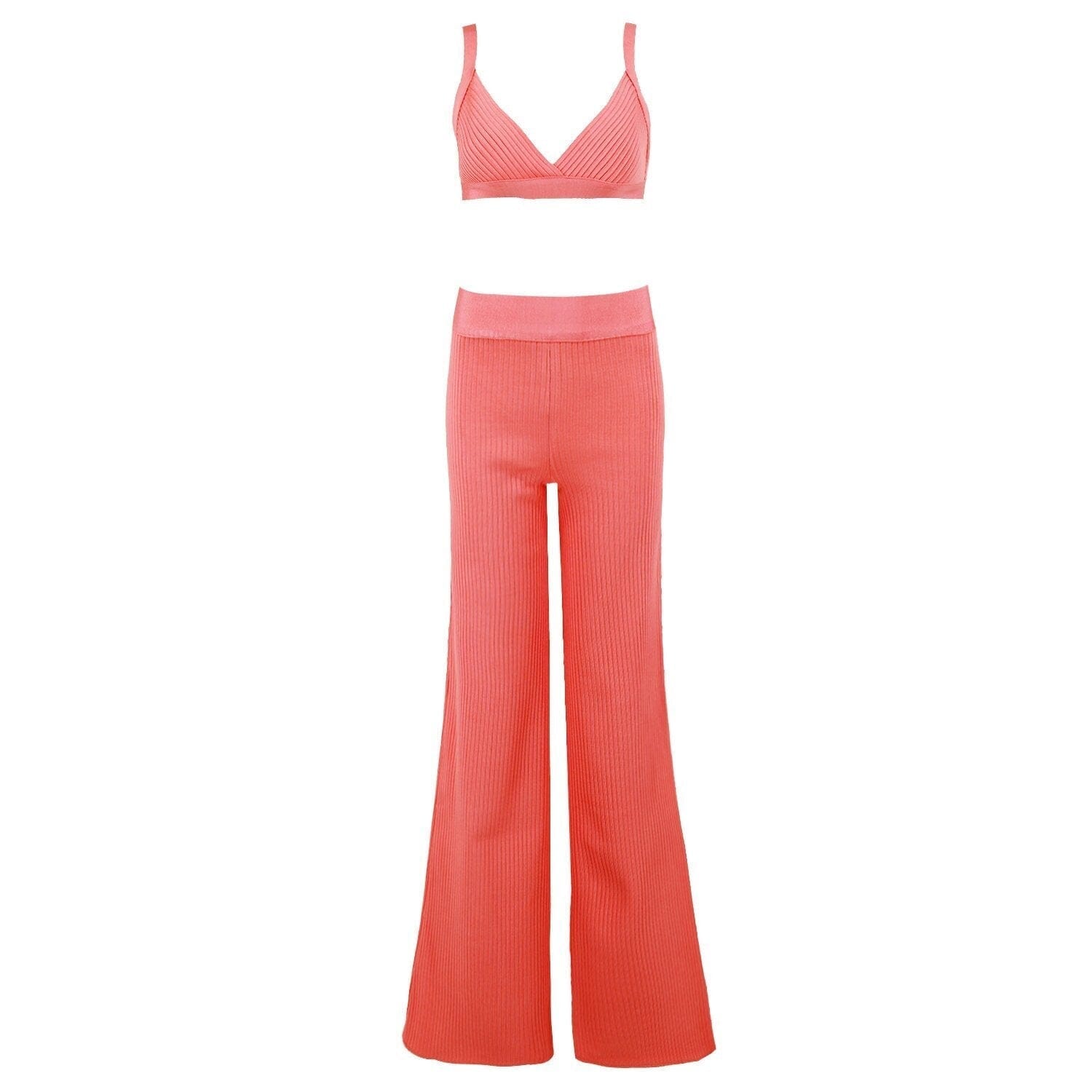 Ribbed 2 piece bandage LOVEFREYA XS Salmon Jumpsuit