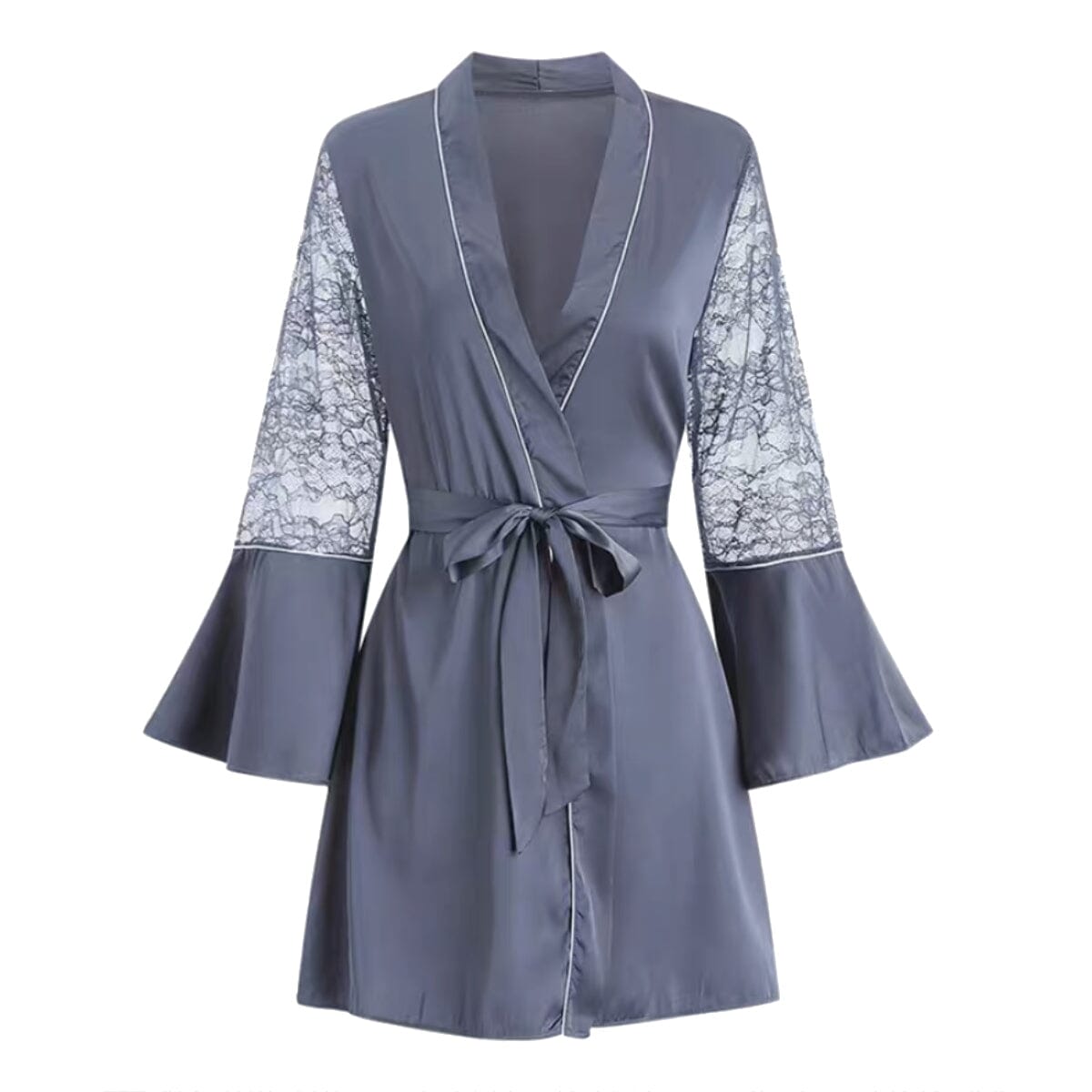 Romina lace and satin robe LOVEFREYA Free size Greyish blue Intimates