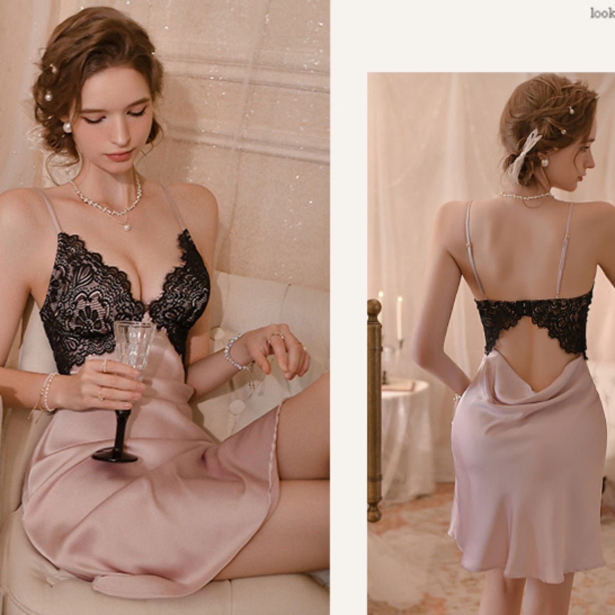 Samira lace and satin slip LOVEFREYA Small Pink Intimates