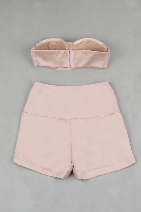 Satin 3 piece suit LOVEFREYA S - Modelled piece [Bra & Shorts only] Pink colour Suit