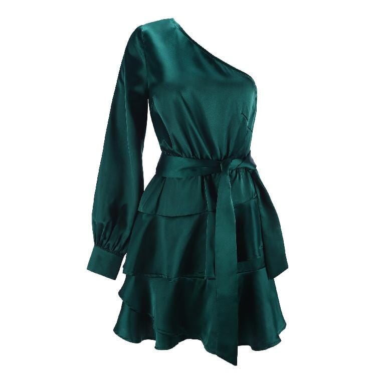 Satin tiered toga LOVEFREYA XS Green colour Dress